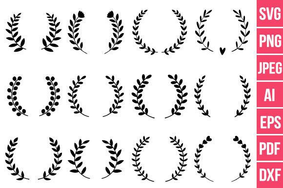 12 Wreath Svg, Floral Wreath Svg, Laurel Graphics and Illustrations Review