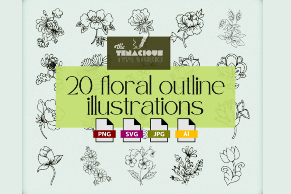 20 Floral Outline Illustrations: A Practical Review for Graphics and Digital Sellers