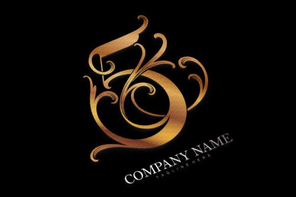 Elegance Vintage Gold Floral Number 5 Graphics and Illustrations