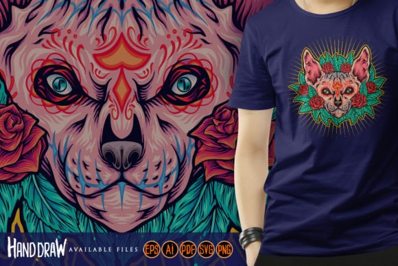 Feline Fiesta Floral Sphynx Cat Graphics for Bloggers
