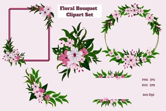 Floral Bouquet Clipart Set: Graphics & Illustrations for Makers