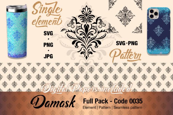 Floral Damask Motif Element Pack - 0035 Graphics for Editorial