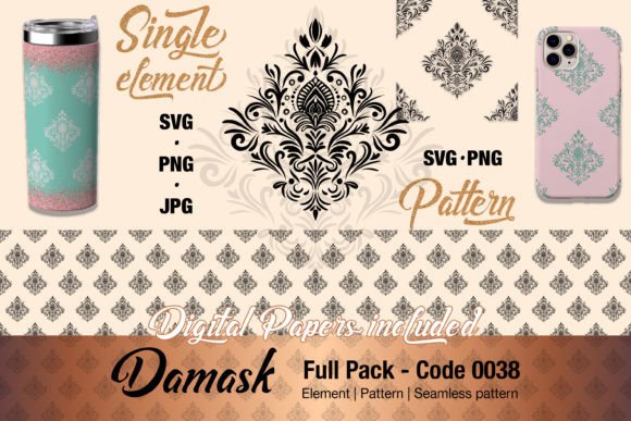Floral Damask Motif Element Pack - 0038 for Graphics and Illustrations