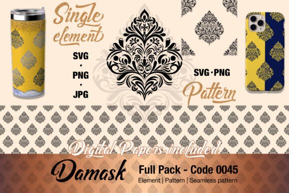 Floral Damask Motif Element Pack - 0045 Graphics Review