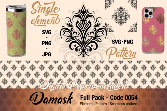 Floral Damask Motif Element Pack - 0054 Graphics and Illustrations Review