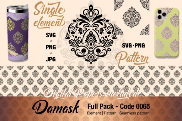 Floral Damask Motif Element Pack - 0065 Graphics Review