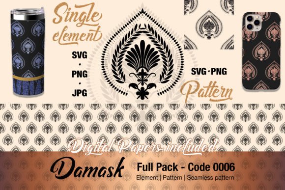 Floral Damask Pattern Element - 0006 Graphics and Illustrations Review