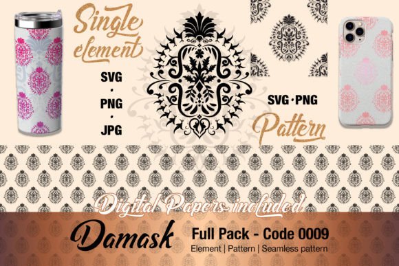 Floral Damask Pattern Element - 0009 for Graphics and Illustrations