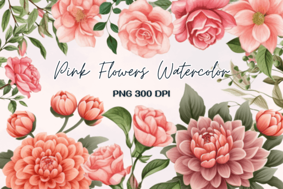 Floral Pink Rose Watercolor Clipart Graphics & Illustrations Review