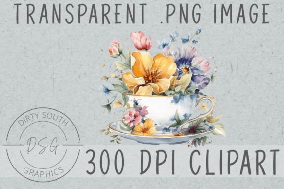 Floral Watercolor Teacup Clip Art Graphics and Illustrations Review