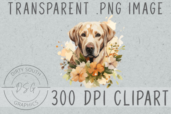 Floral Yellow Golden Lab Dog Graphics & Illustrations Review
