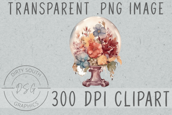 Victorian Crystal Ball Floral Clip Art Graphics and Illustrations