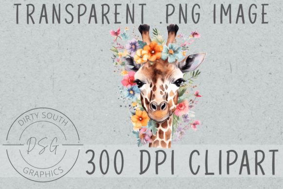 Watercolor Floral Giraffe Clip Art Graphics and Illustrations Review