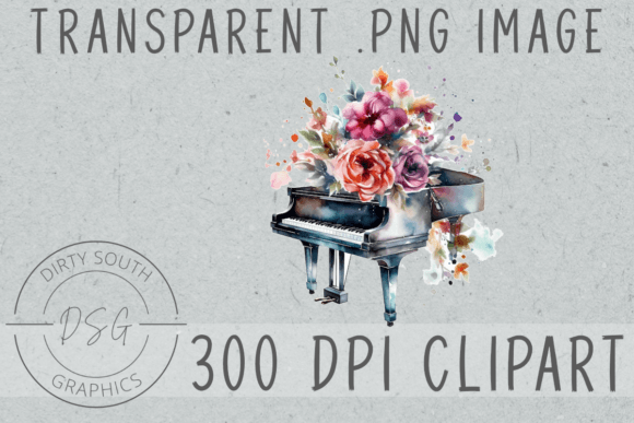 Watercolor Floral Piano Clip Art Graphics and Illustrations Review