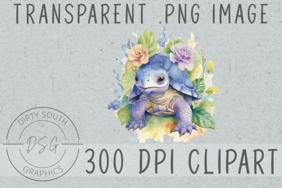 Watercolor Floral Turtle Clip Art Review